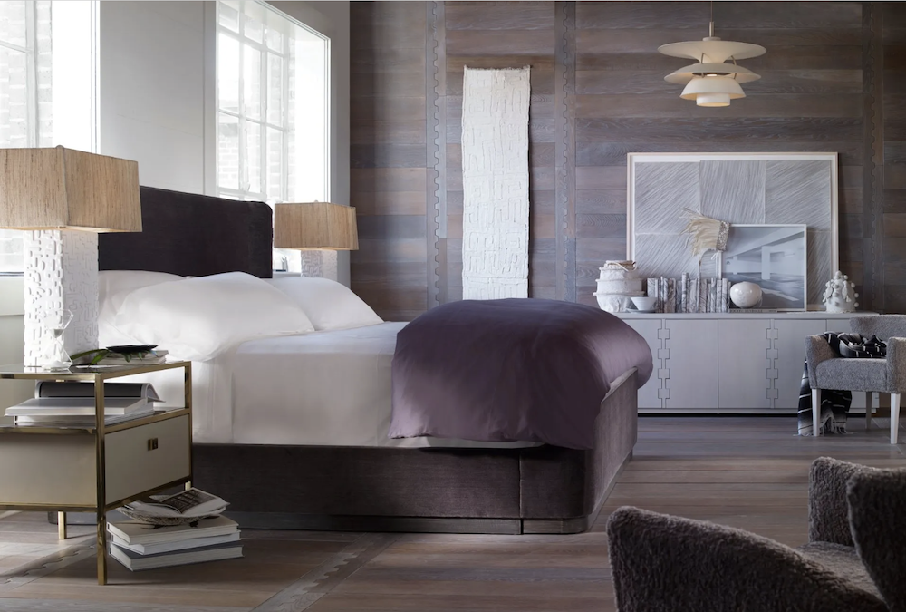 primary bedroom furniture in luxury home by Mathews Furniture Galleries showroom