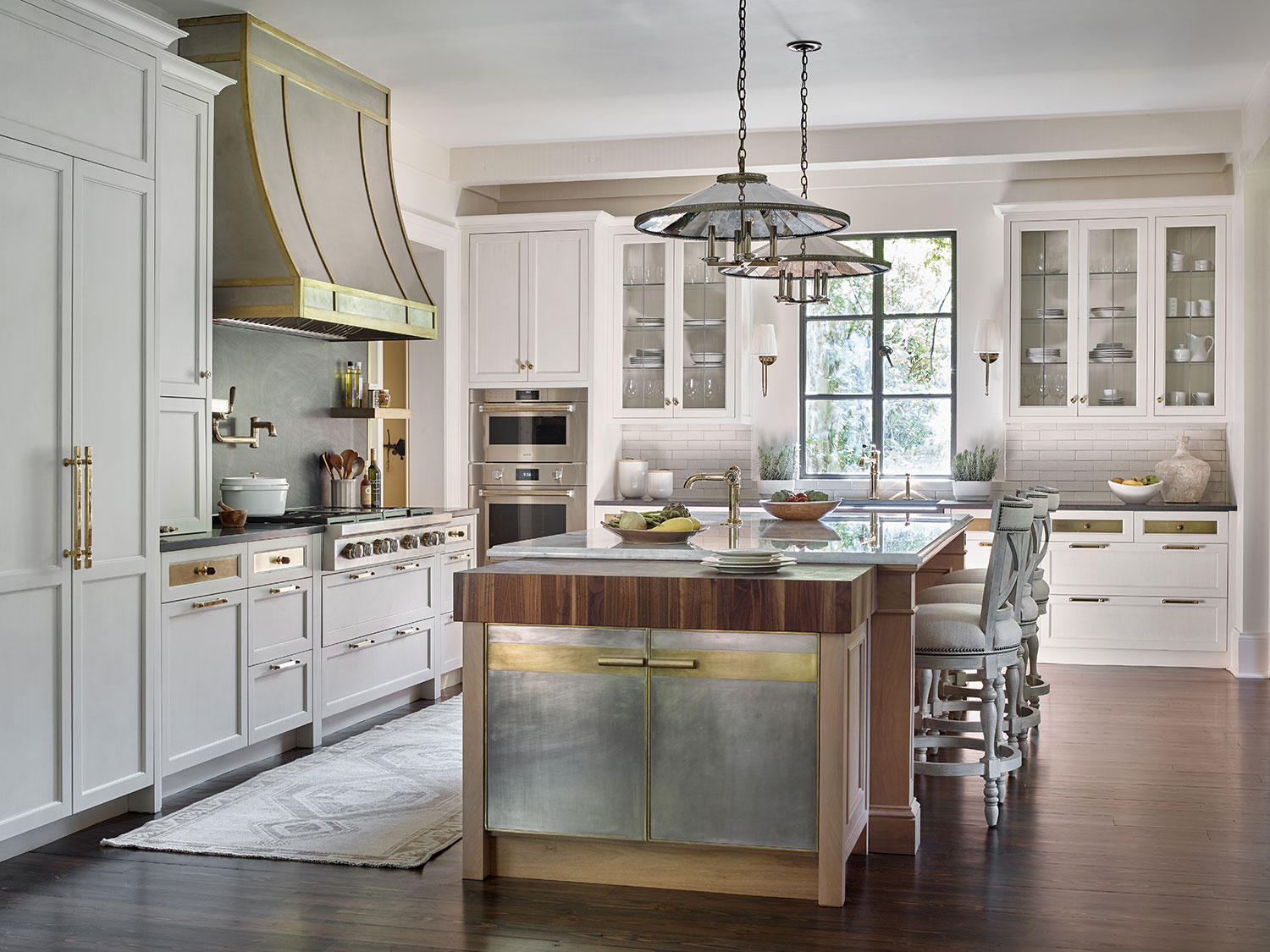 2022 kitchen designs white kitchen with brass and metallic accents by karen ferguson