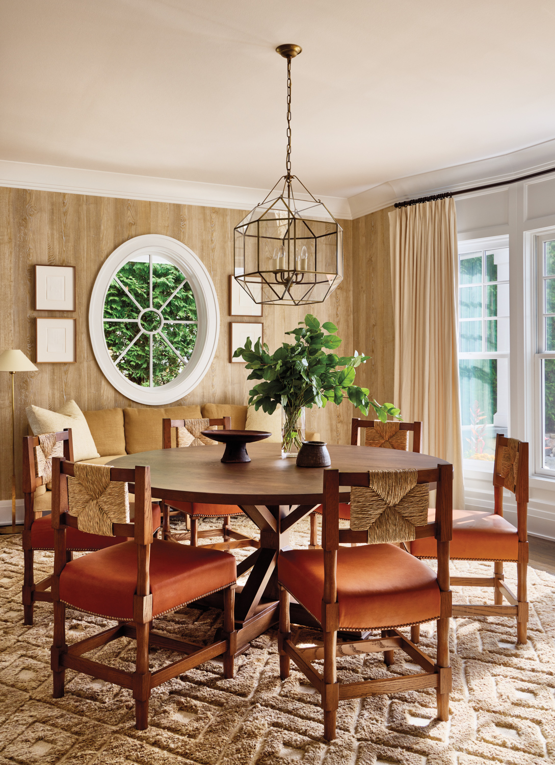 faux bois wallpaper dining room