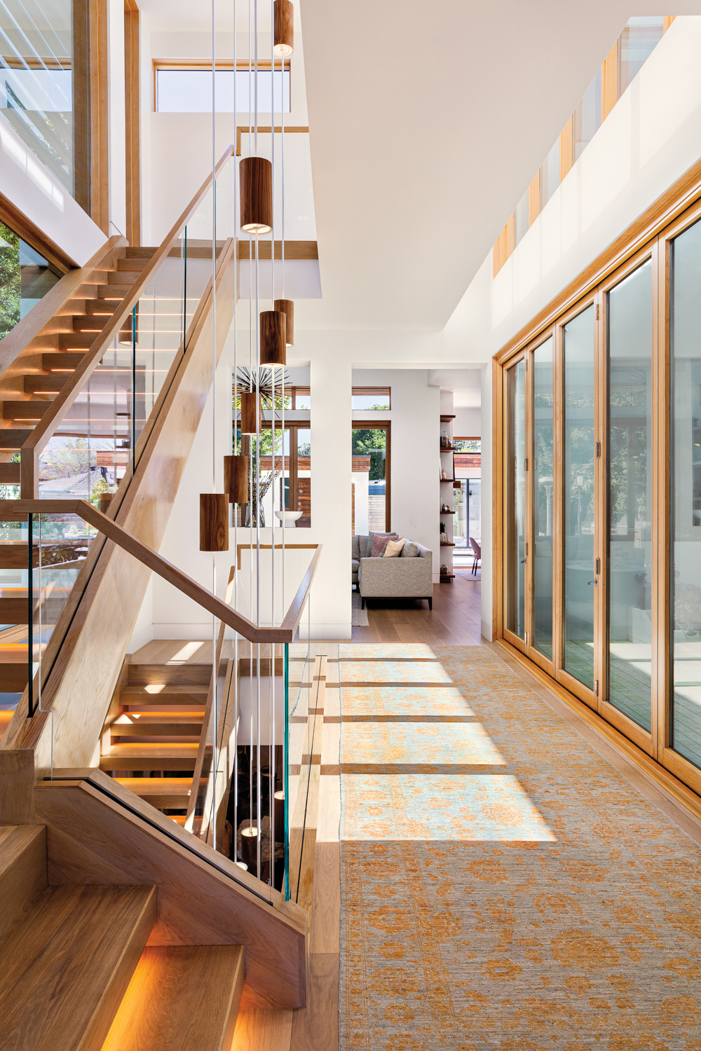 Glass rails and floating treads...