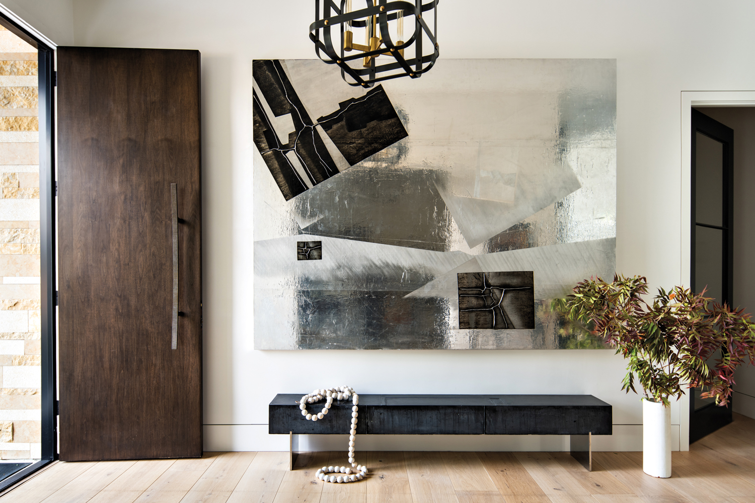 Large art in an entryway