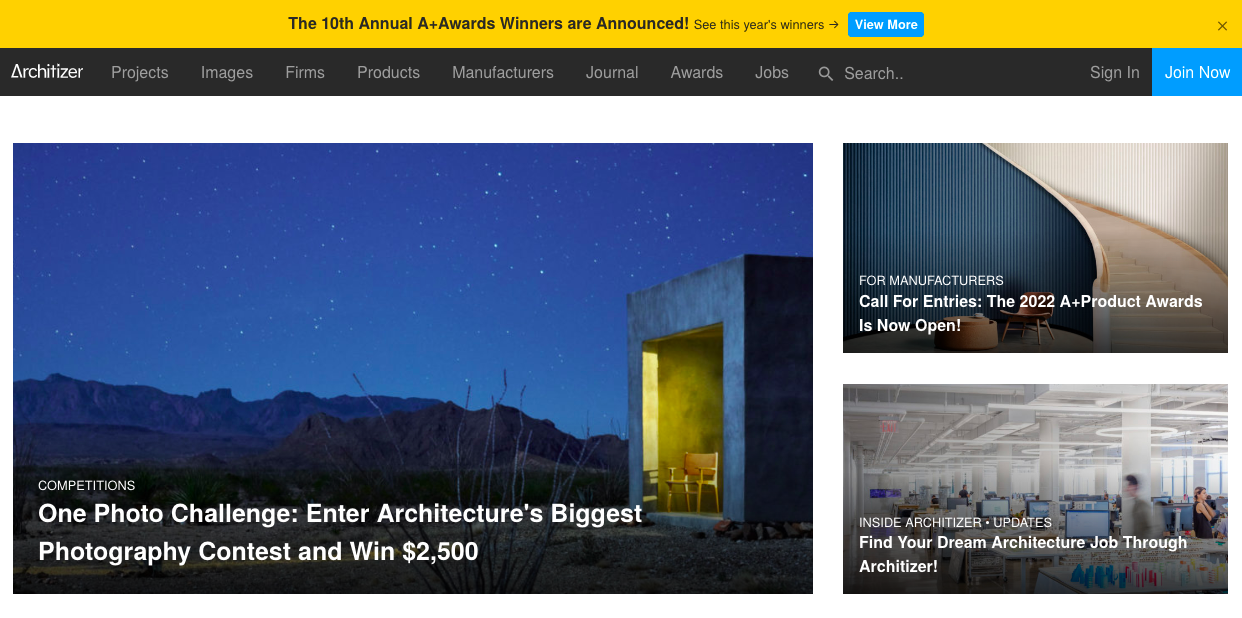 material bank acquires architizer homepage