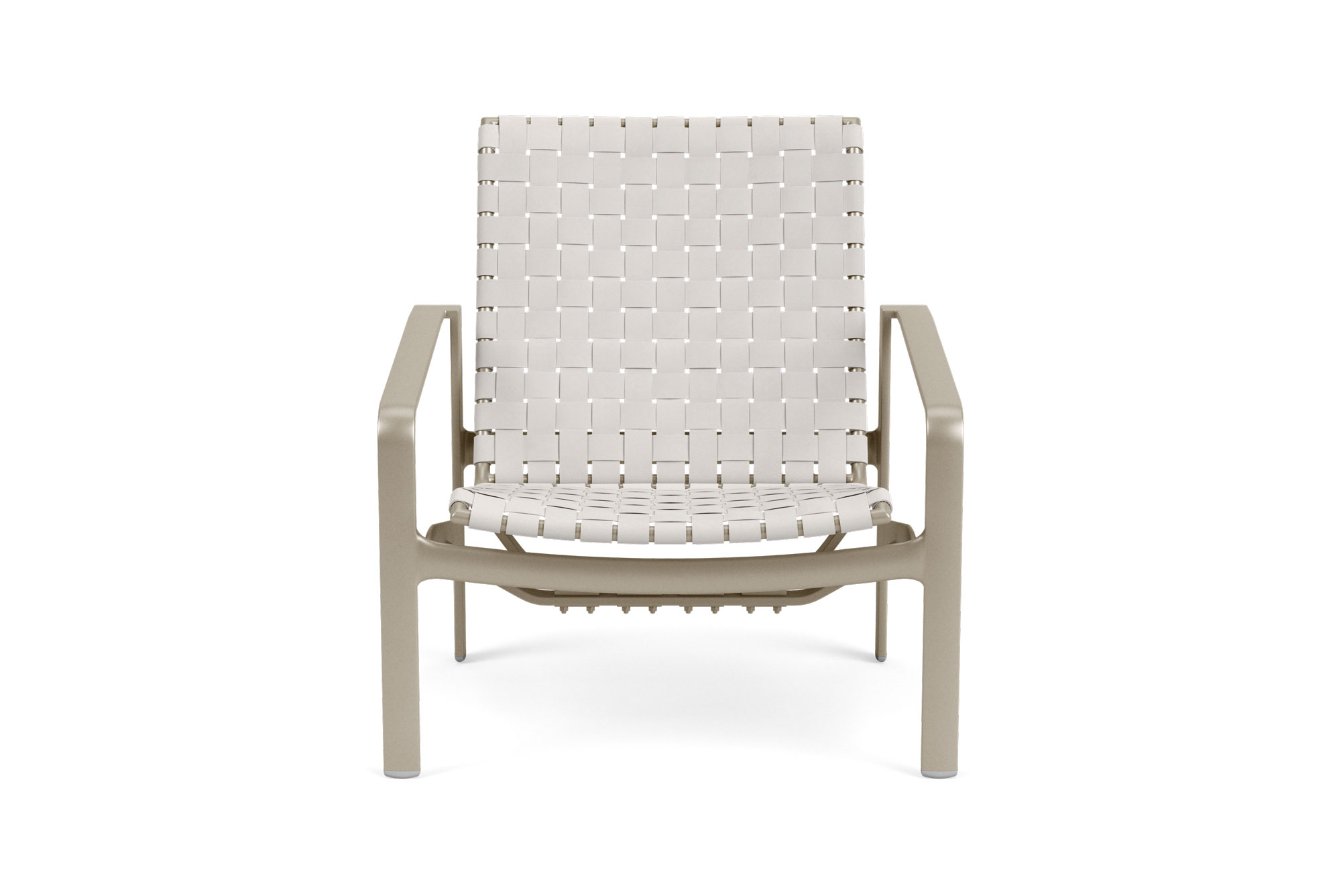 outdoor products brown jordan white strapped chair