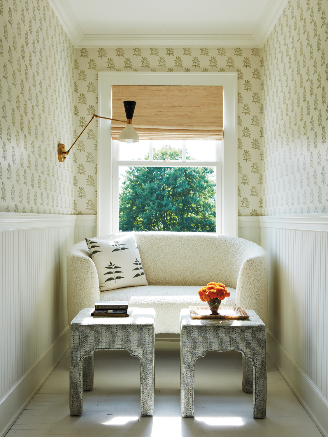 primary bedroom nook with white...