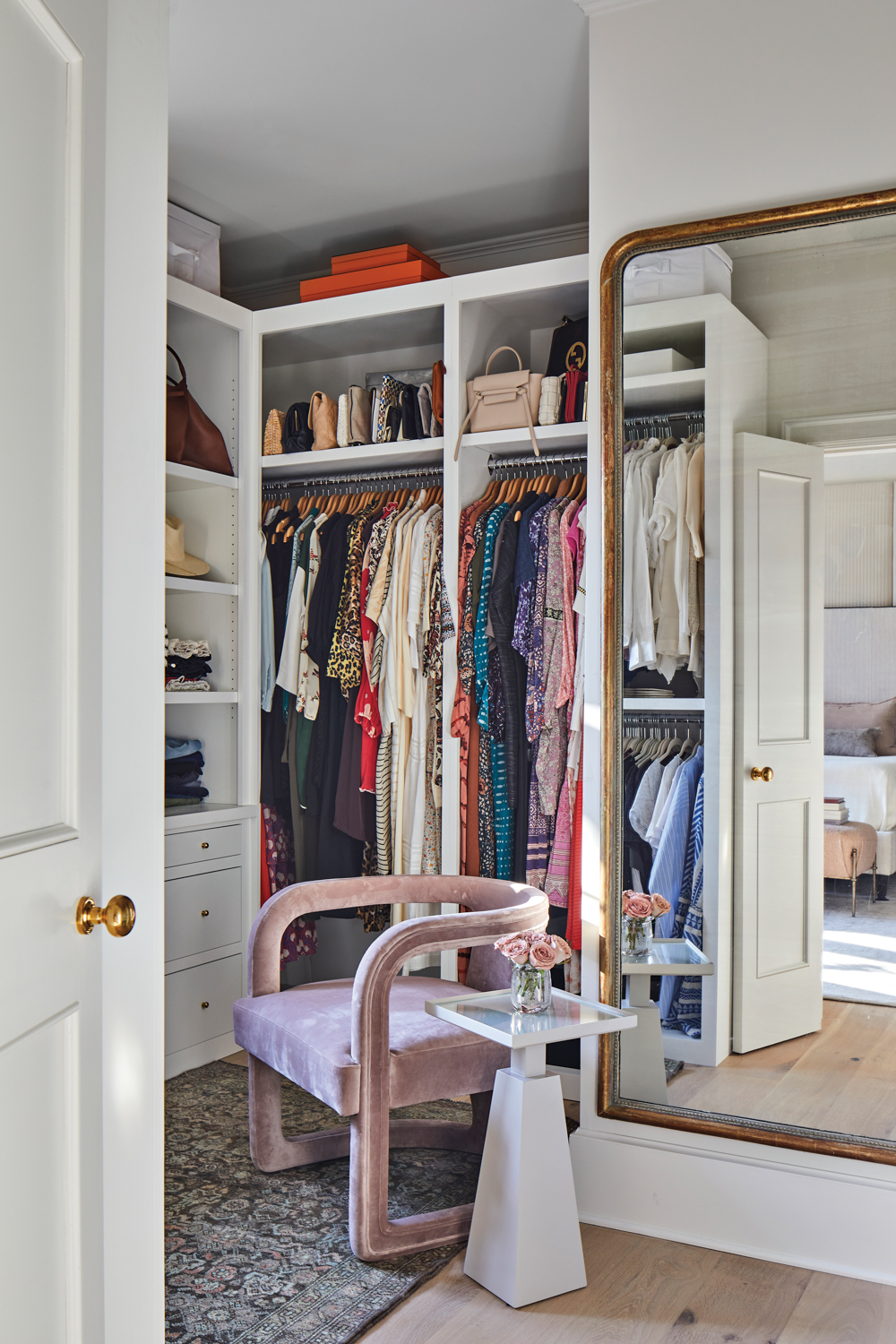 A feminine closet and dressing...