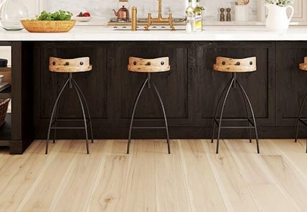 Handcrafted fine wood floors in kitchen by Carlisle Wide Plank Floors