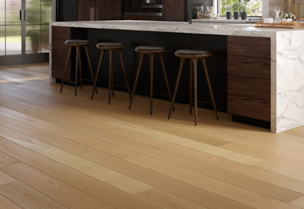 Handcrafted fine wood floors in kitchen by Carlisle Wide Plank Floors