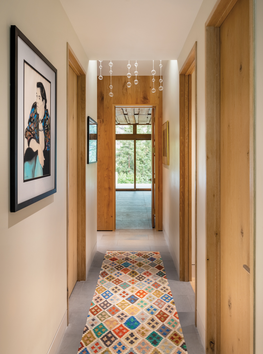 Hallway with a colorful kilim...