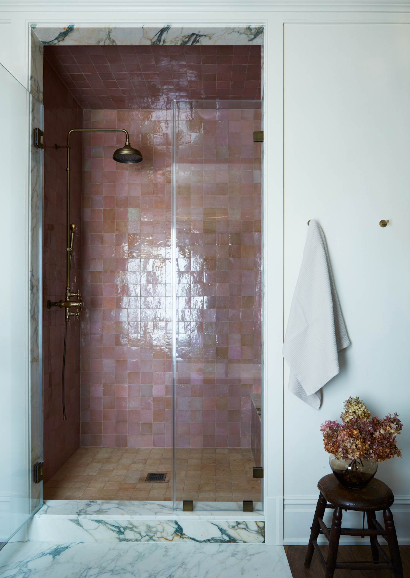 shower featuring statement zelilge tile