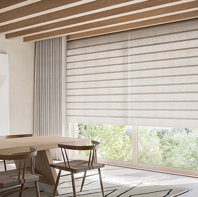 Shades add functionality and character to the room.