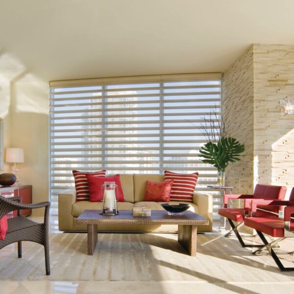 Shades add functionality and character to the living room.