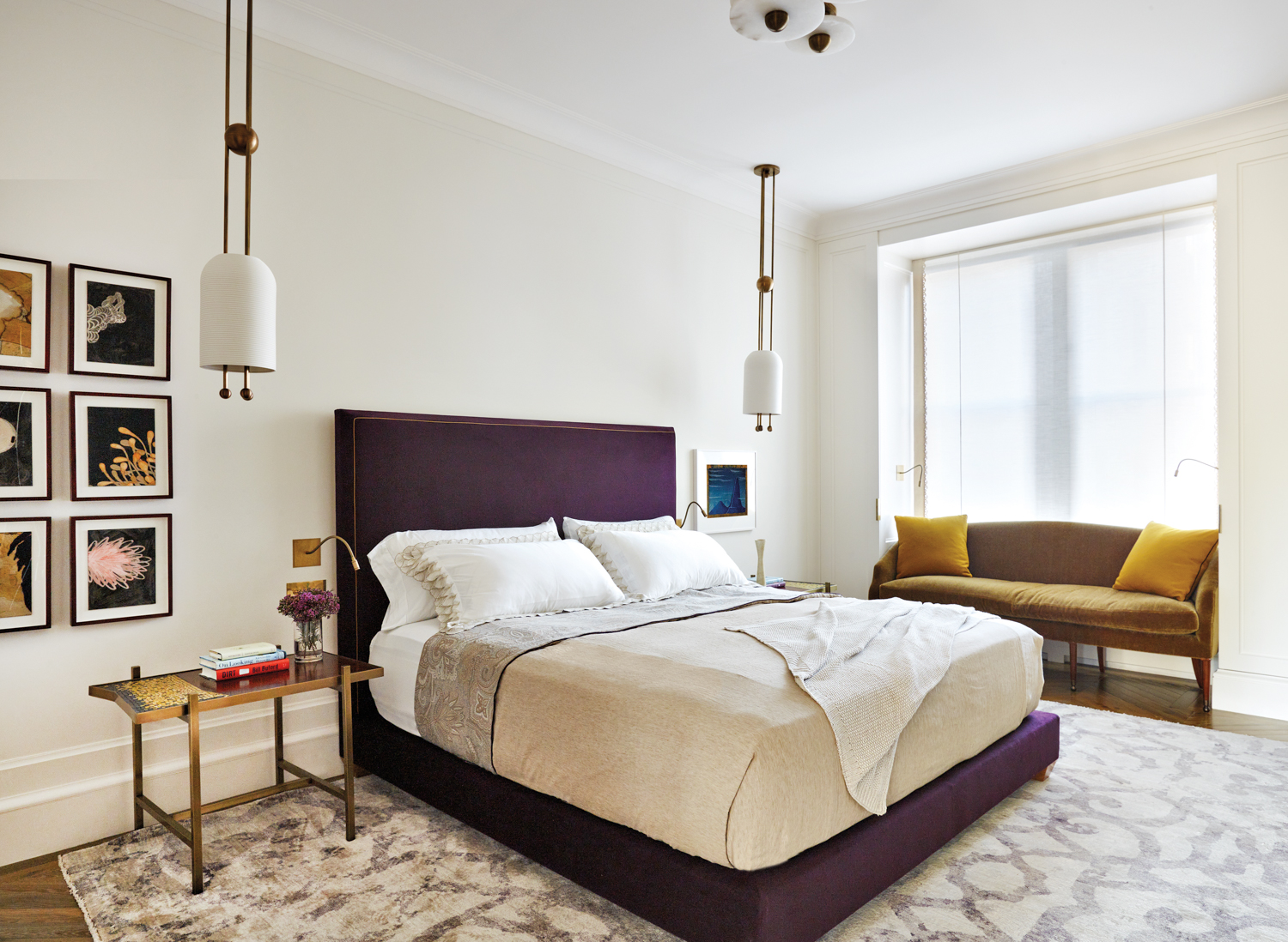 modern bedroom purple bed
