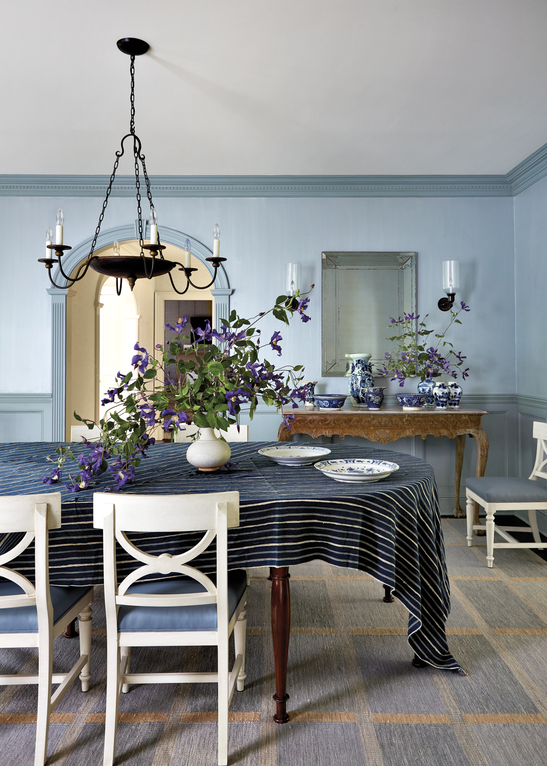 blue dining room gustavian chairs
