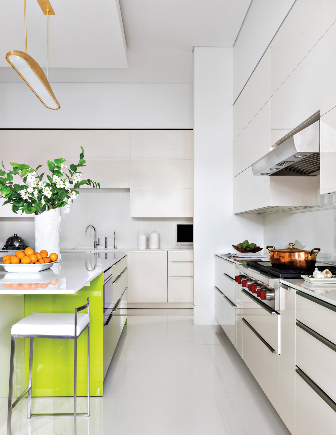 contemporary kitchen featuring white and...