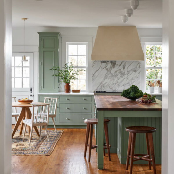 The large kitchen of this 1920s Tudor in Charlottesville was given a new and simplified aesthetic.