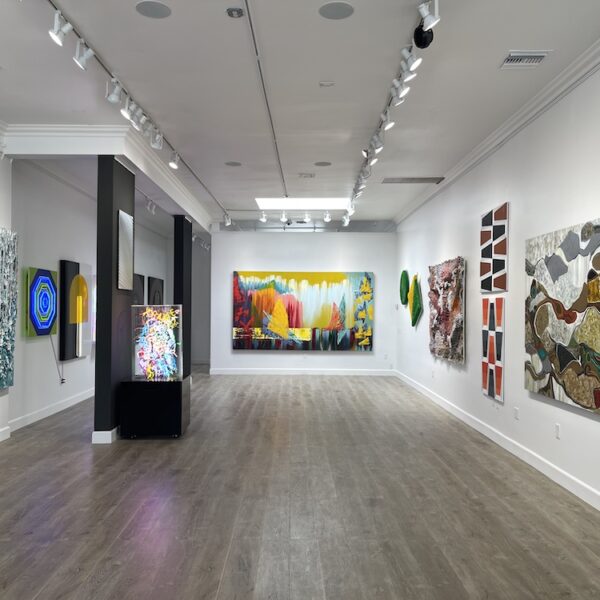 contemporary art gallery with wood floors in Los Angeles