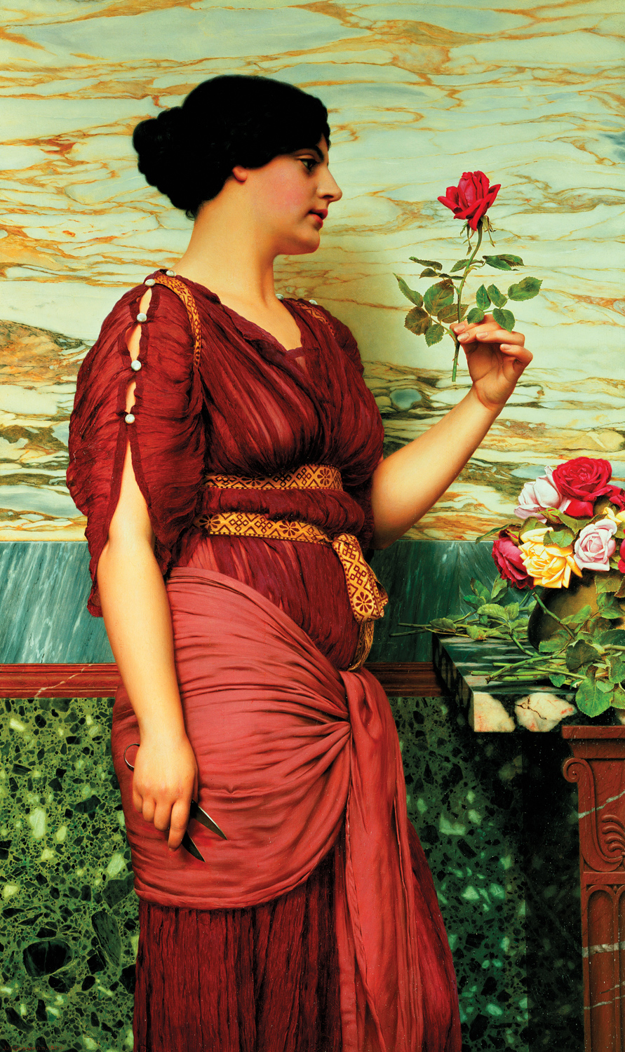 portrait of a young lady with a rose helps illustrate psychology of color red