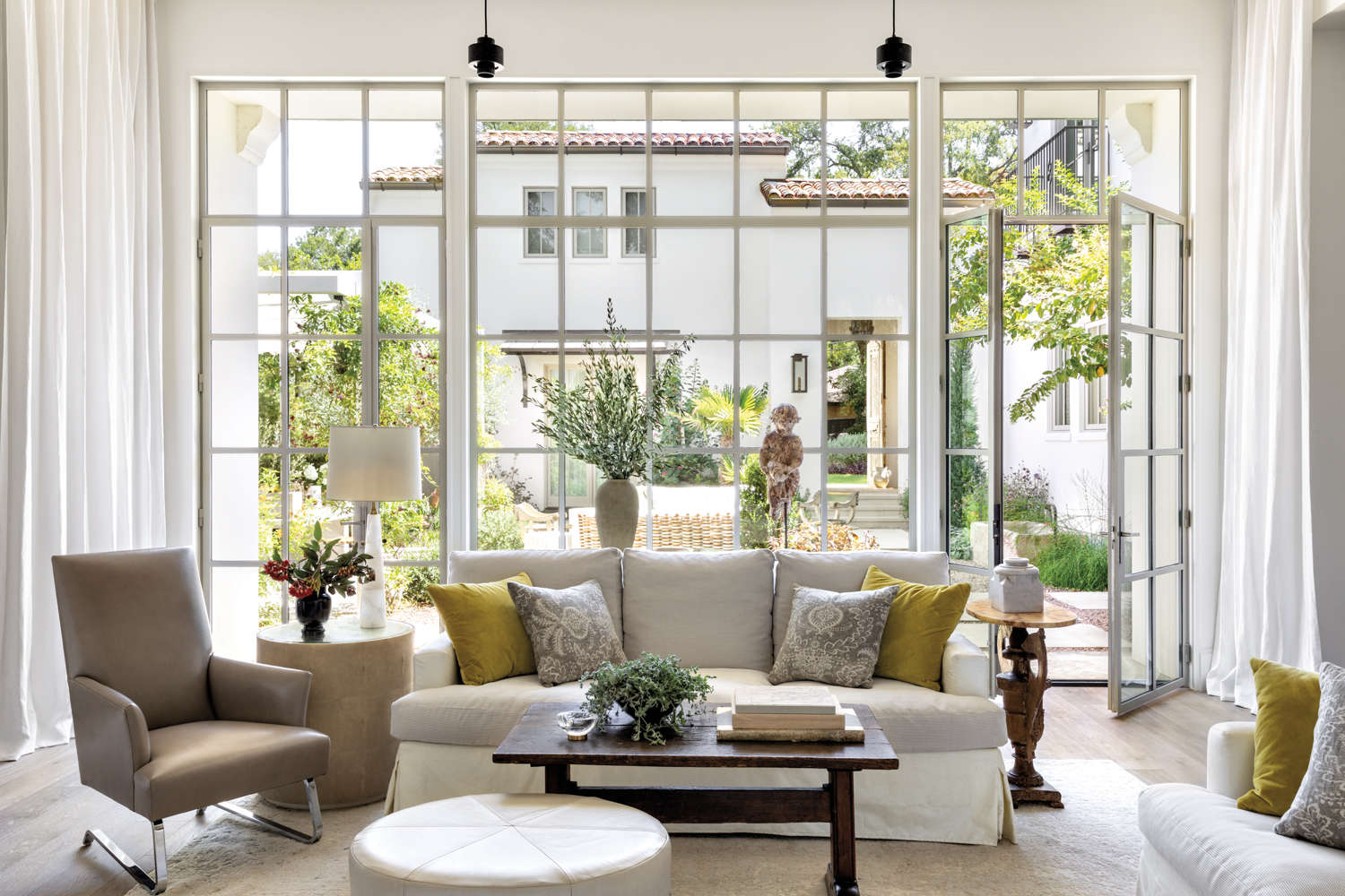 living room with expansive windows...