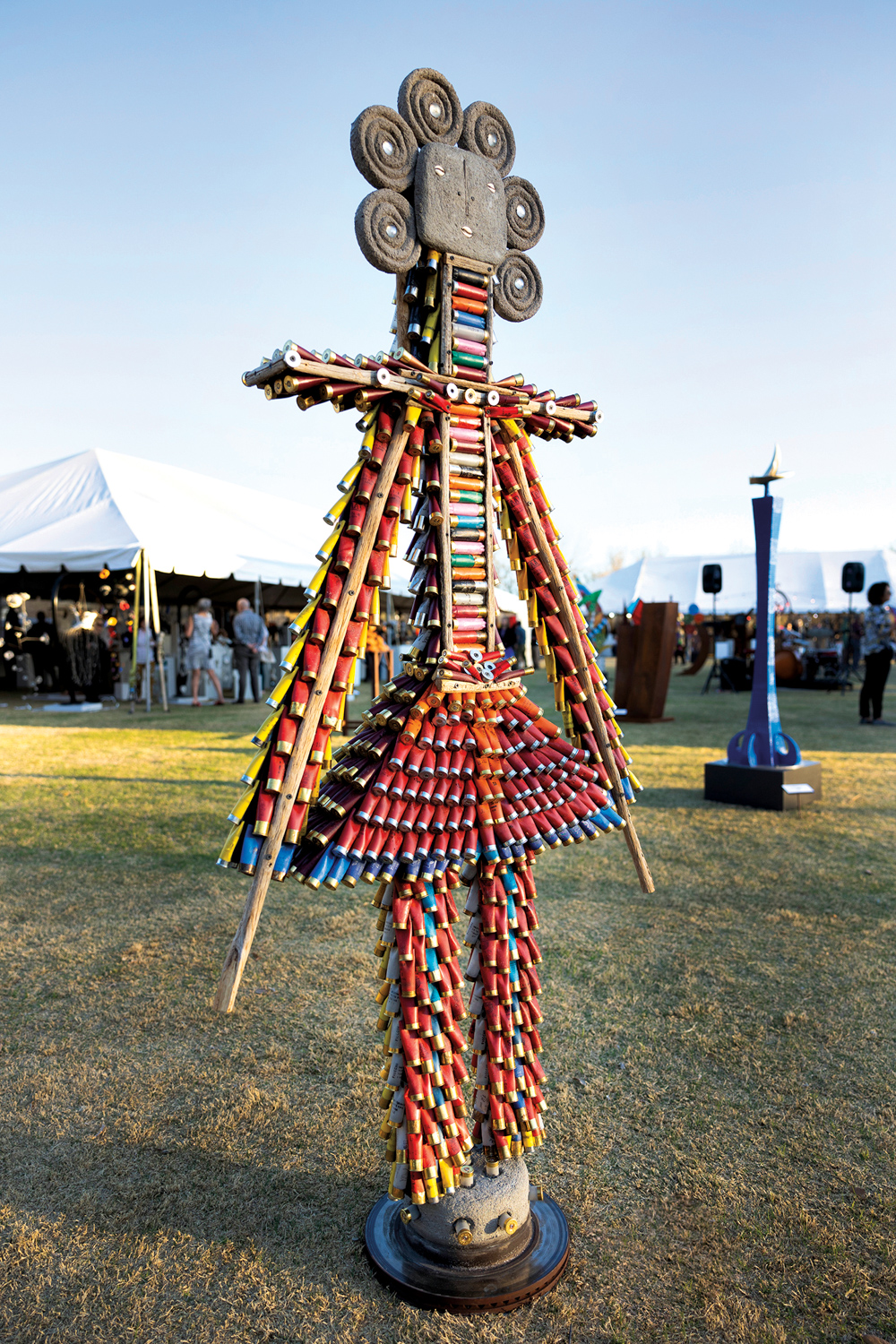 A sculpture on display at an outdoor fair in Tucson