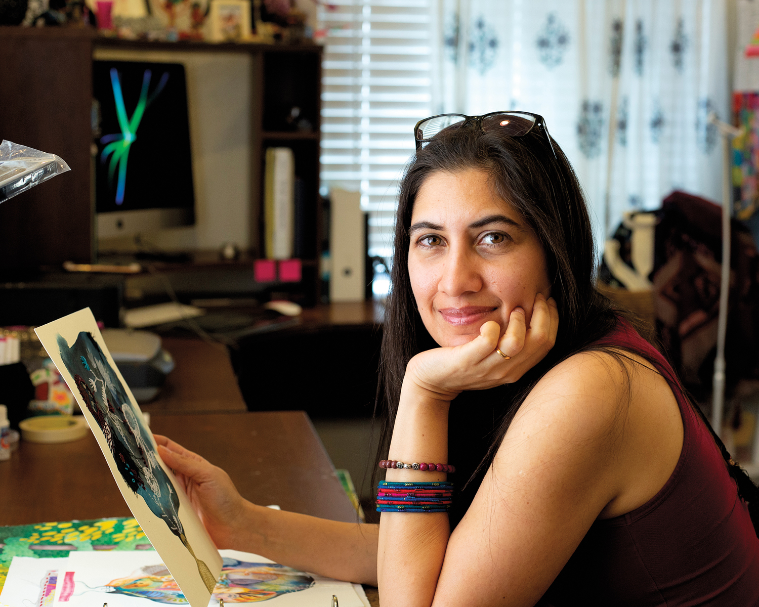 Portrait of artist Shachi Kale in her studio