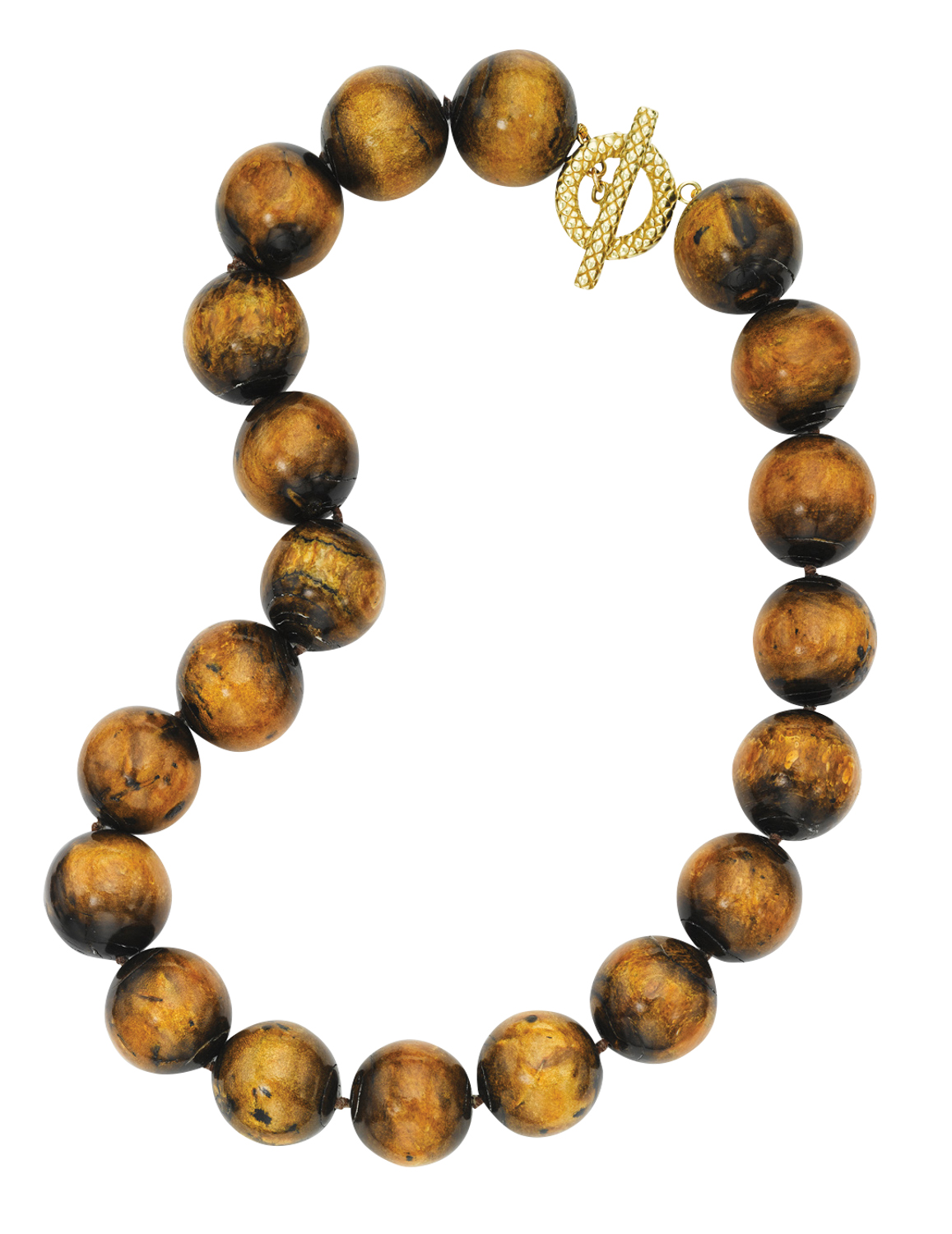 tiger's eye beads in a necklace