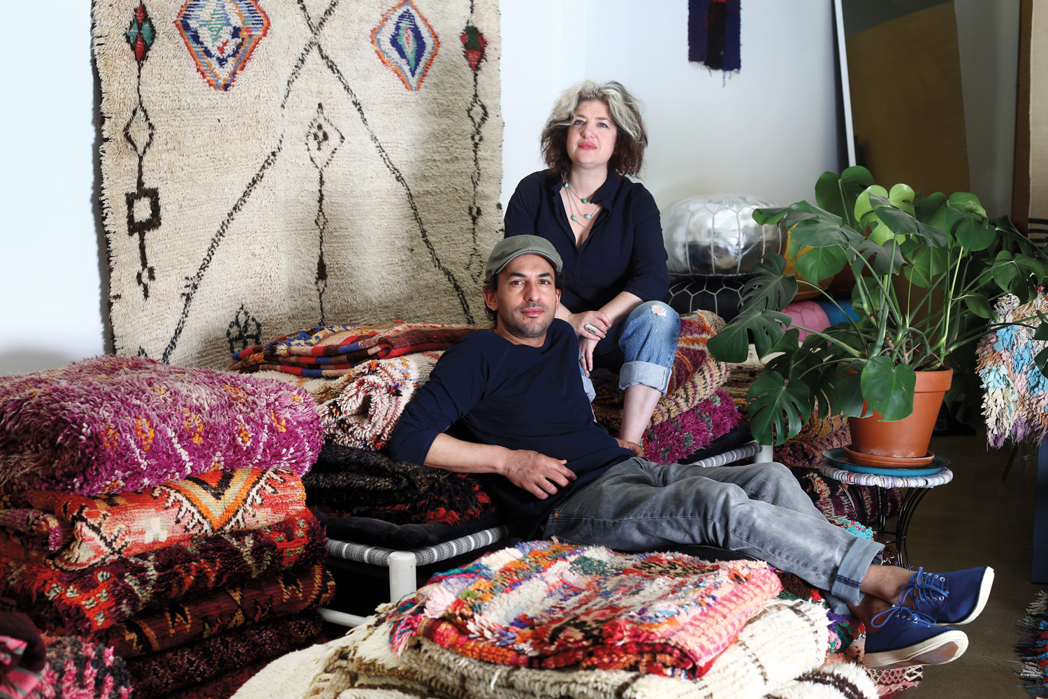 portrait of Katen Bush and Latif Bezzir of Kat + Maouche