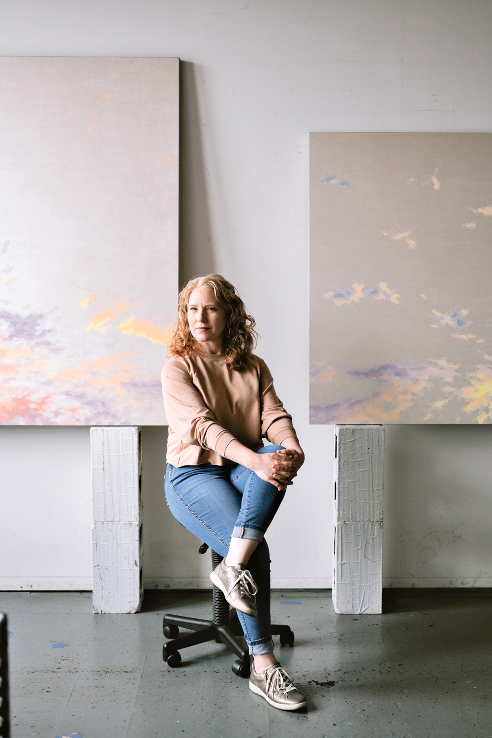 Artist Elaine Coombs in her studio