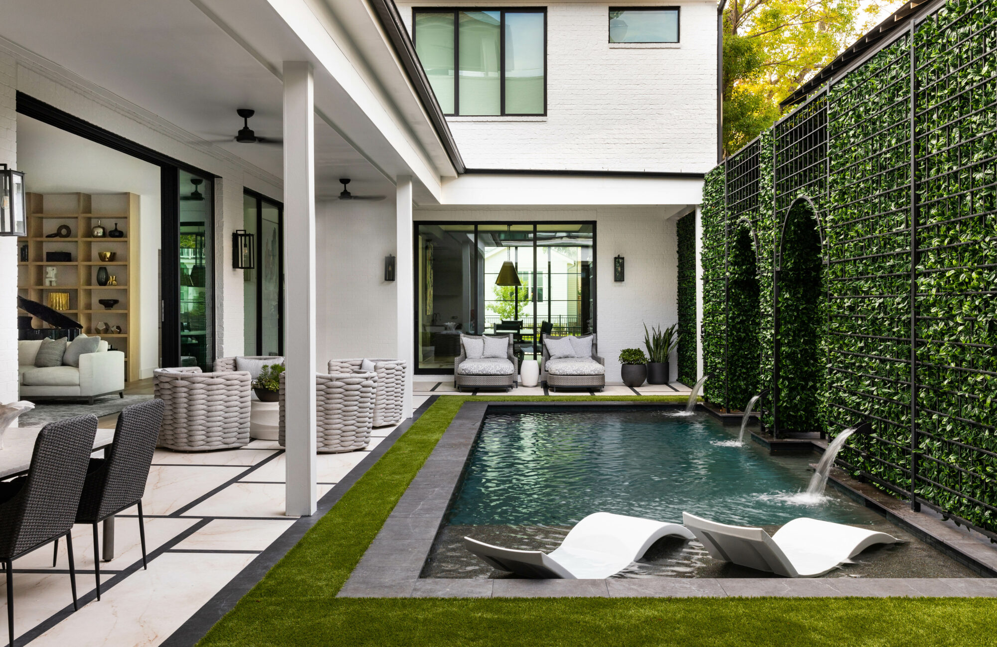 courtyard with seating areas, pool...