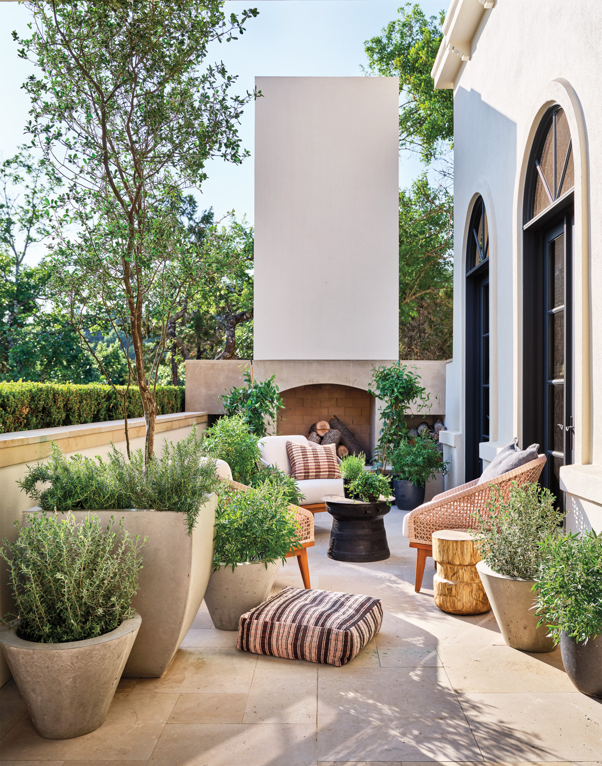 outdoor seating area with fireplace...