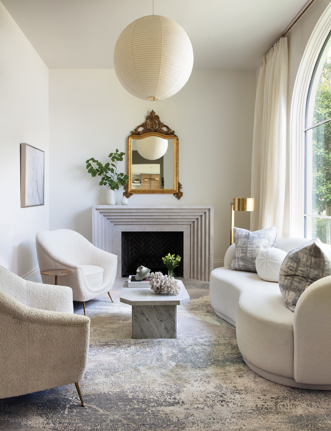 ethereal living room with textural...