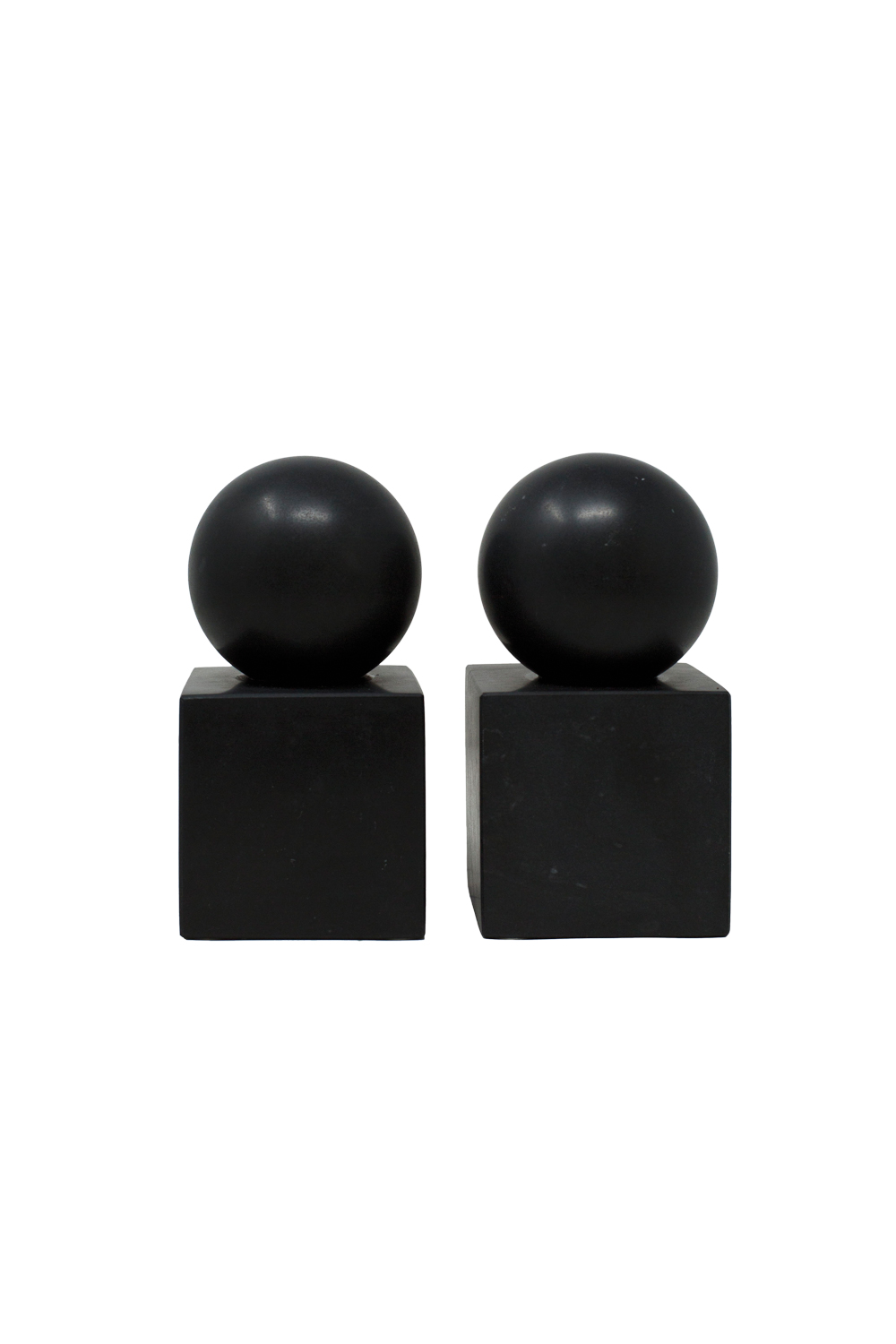 Silo of black-marble bookends recommended by Sherrell Neal