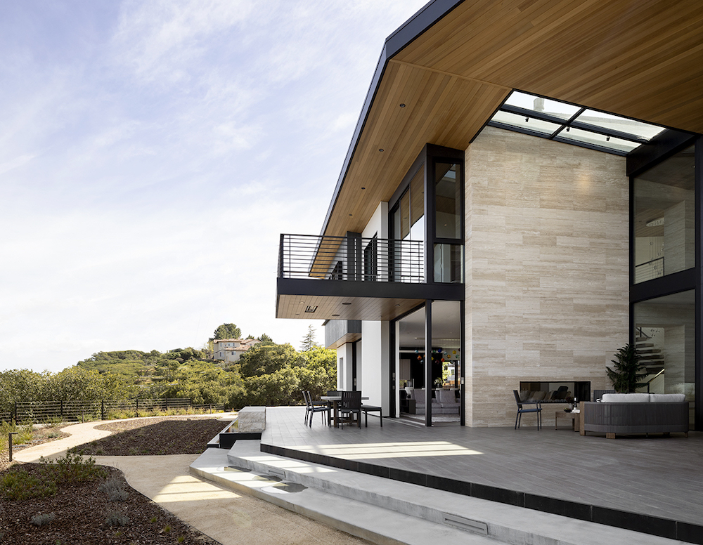 exterior of a modern Northern California home on vineyard by De Mattei Construction