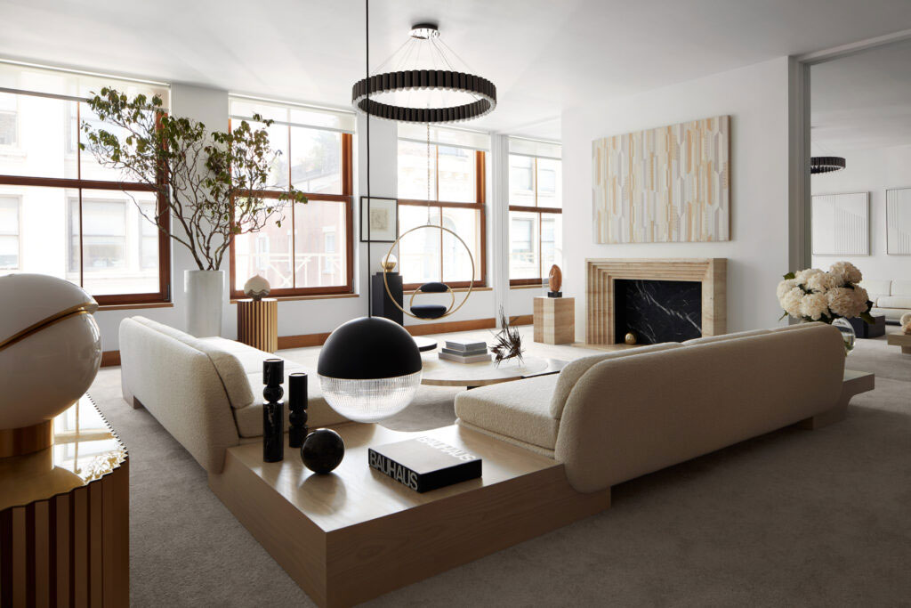 contemporary living room in lee broom penthouse that will be open for nycxdesign tours