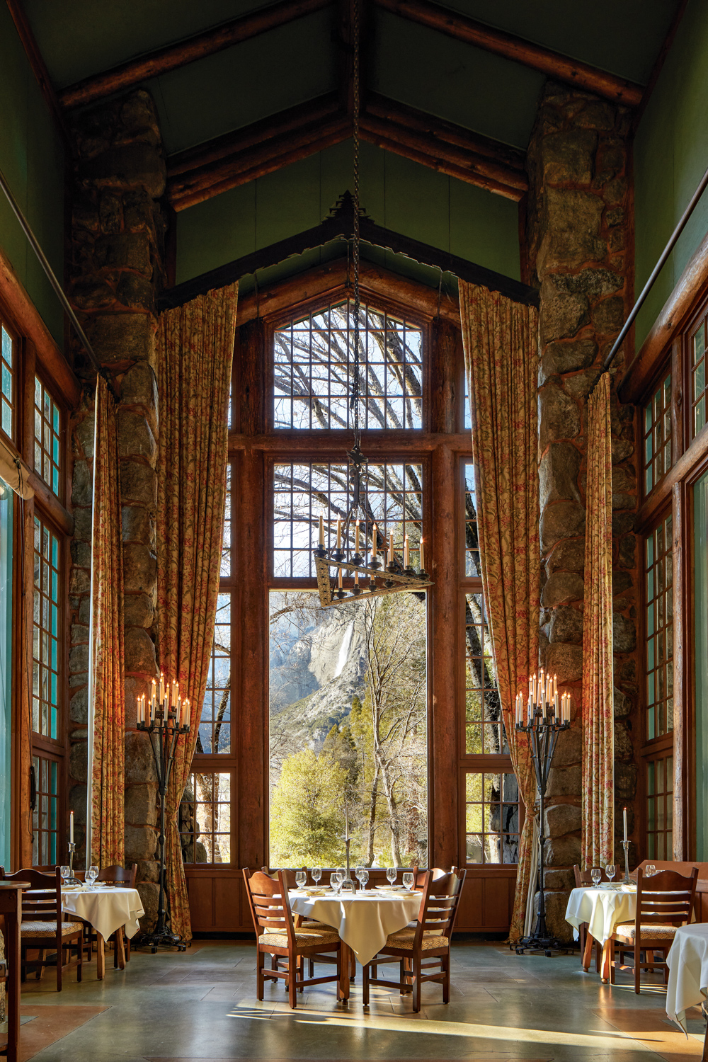 The dining room at the Ahwahnee Hotel in book by Max Humphrey
