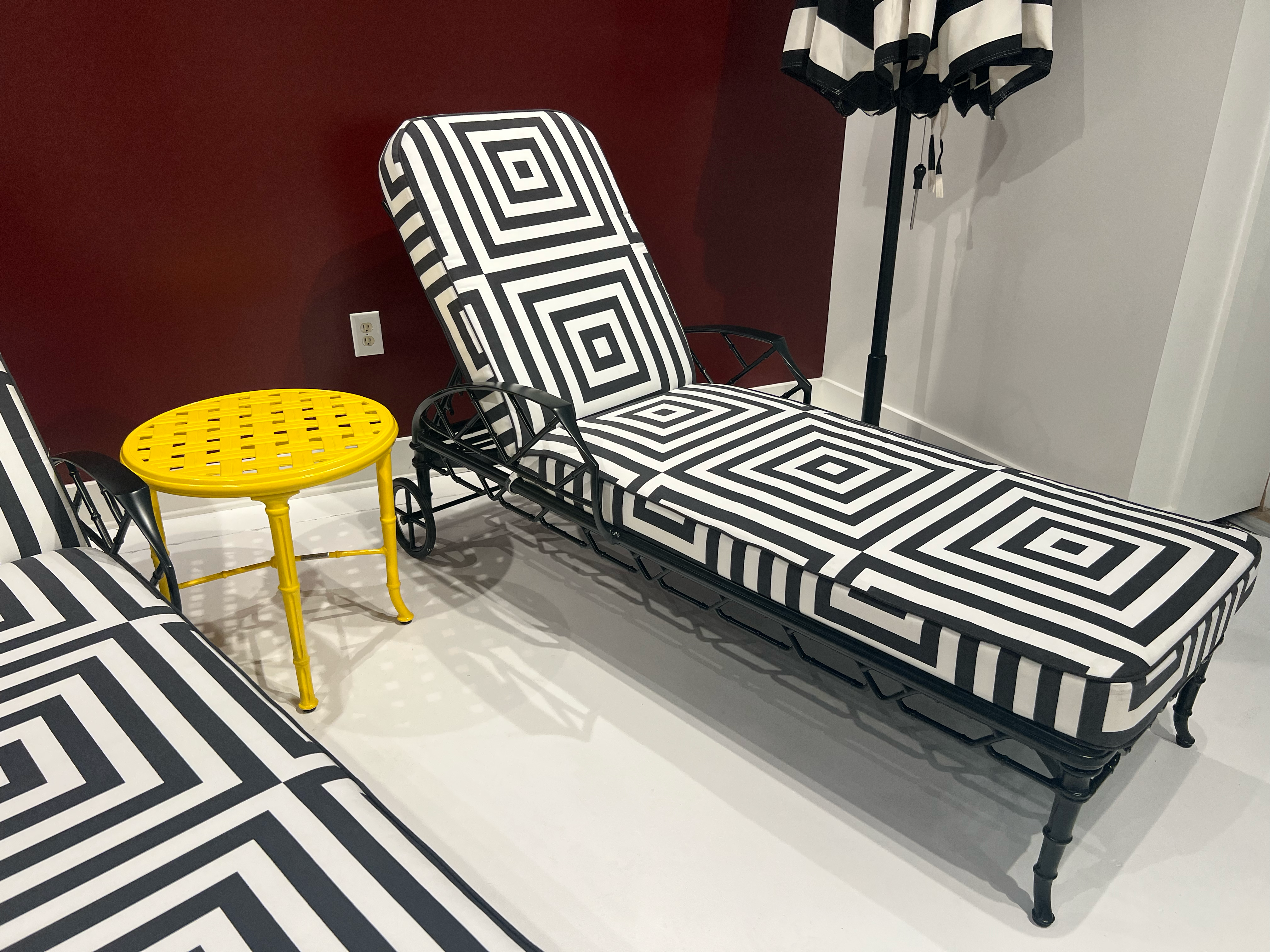 black and white chaise lounge at High Point Market 2023