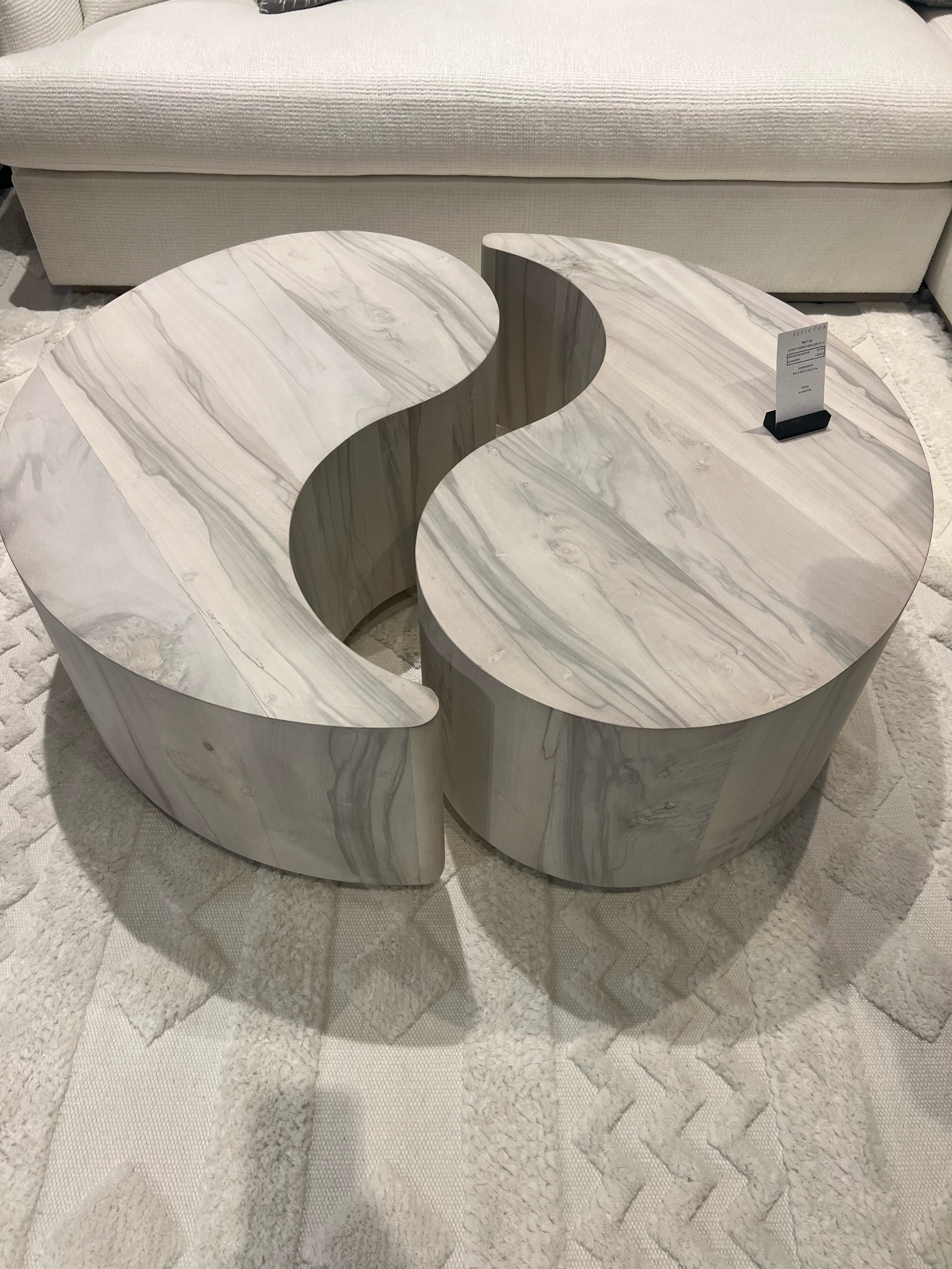 curvy marbled coffee tables at High Point Market 2023