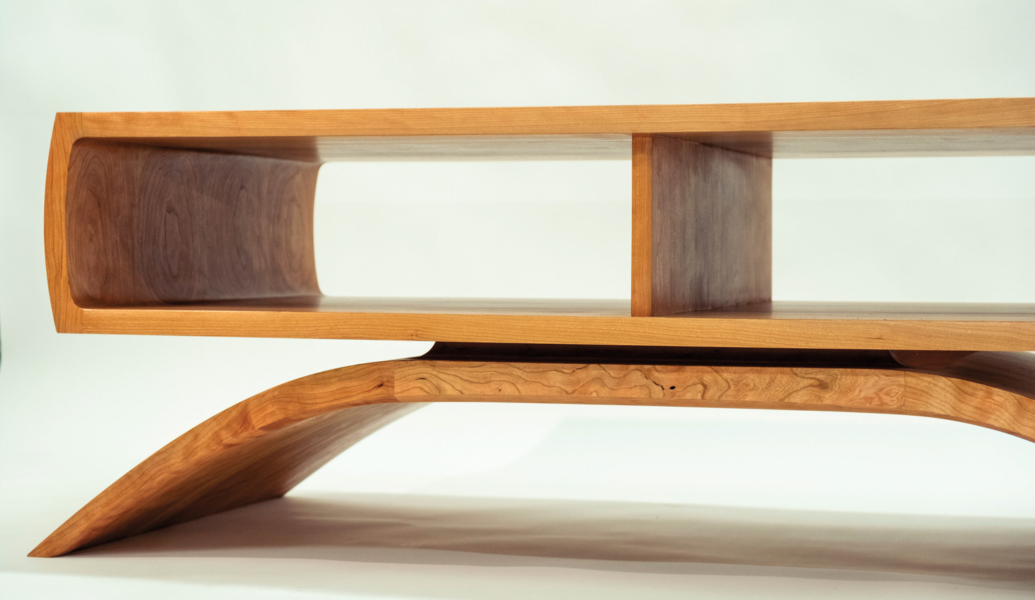 Detail shot of a wooden coffee table by Kevin Anderson