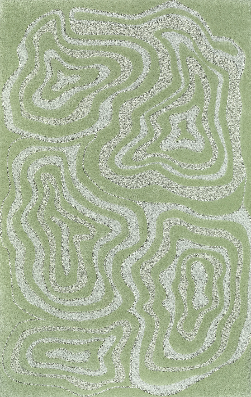 large green swirled rug, which is part of Merida Rugs' collection