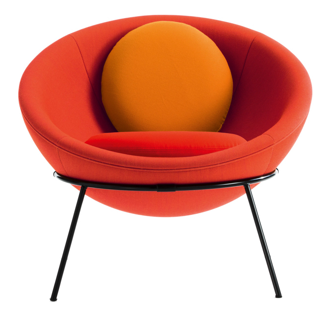 large round red chair with orange cushion, suggested by Anastasia Kolesnichenko