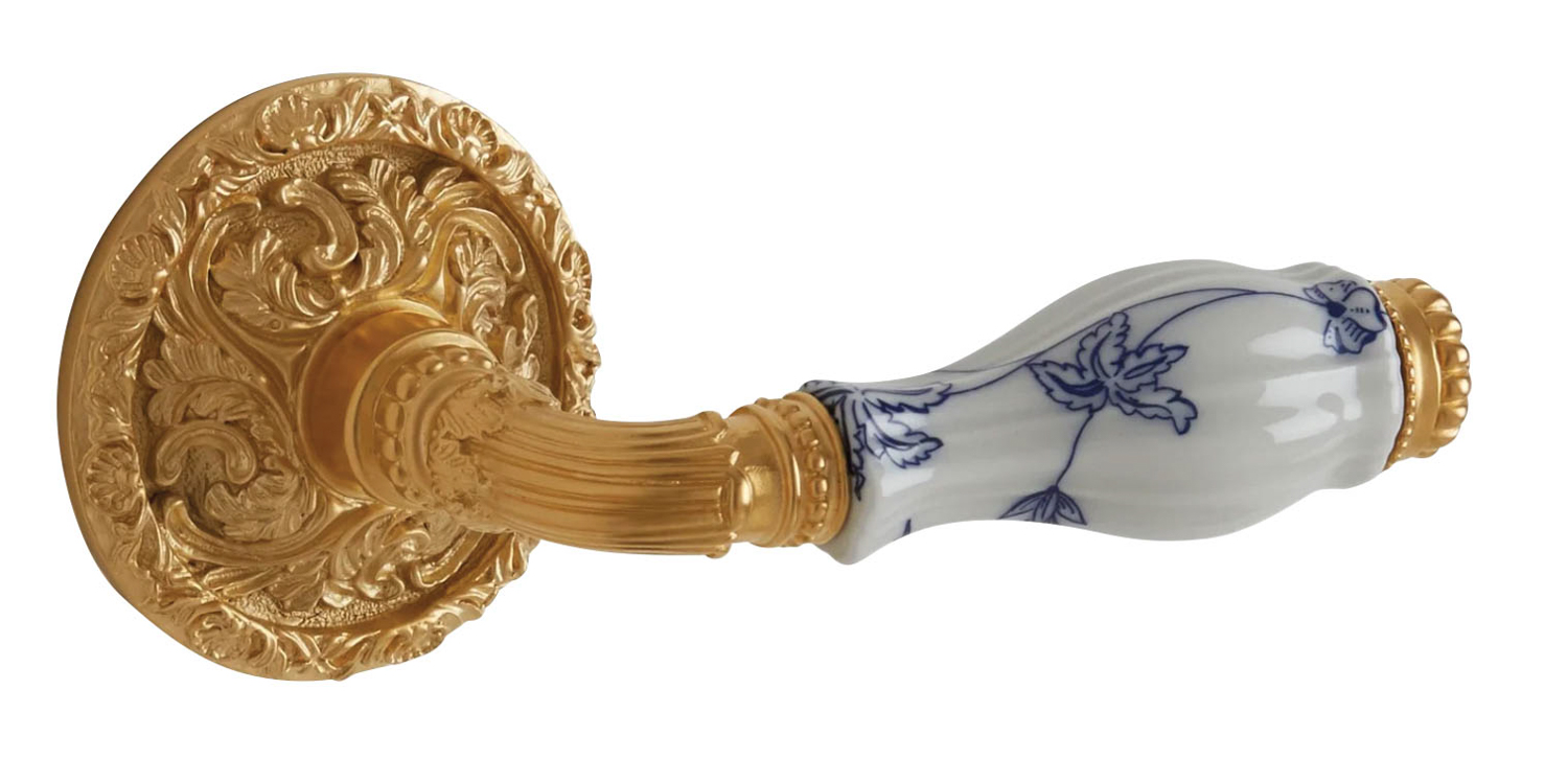 Gold Scalloped Ceramic Fluted Door Lever with ceramic handle suggested by Natasja Sadi