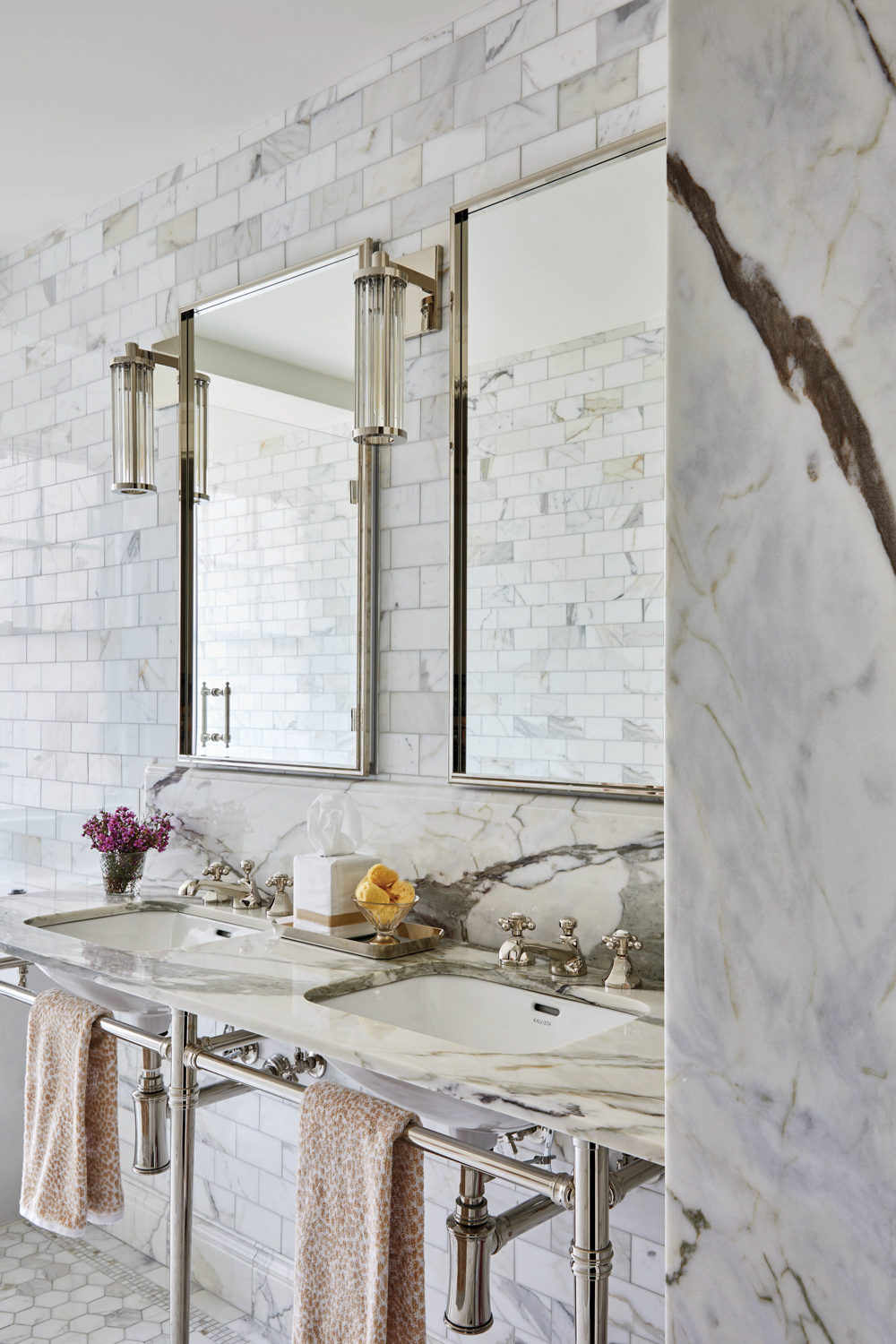 classic white marble bathroom with...