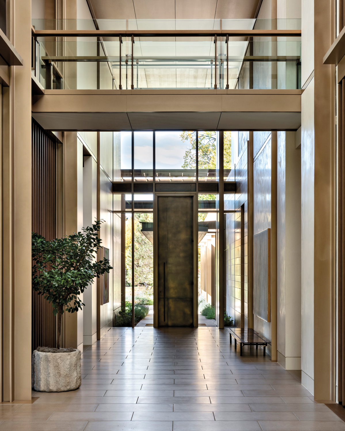 double height entryway gallery with...