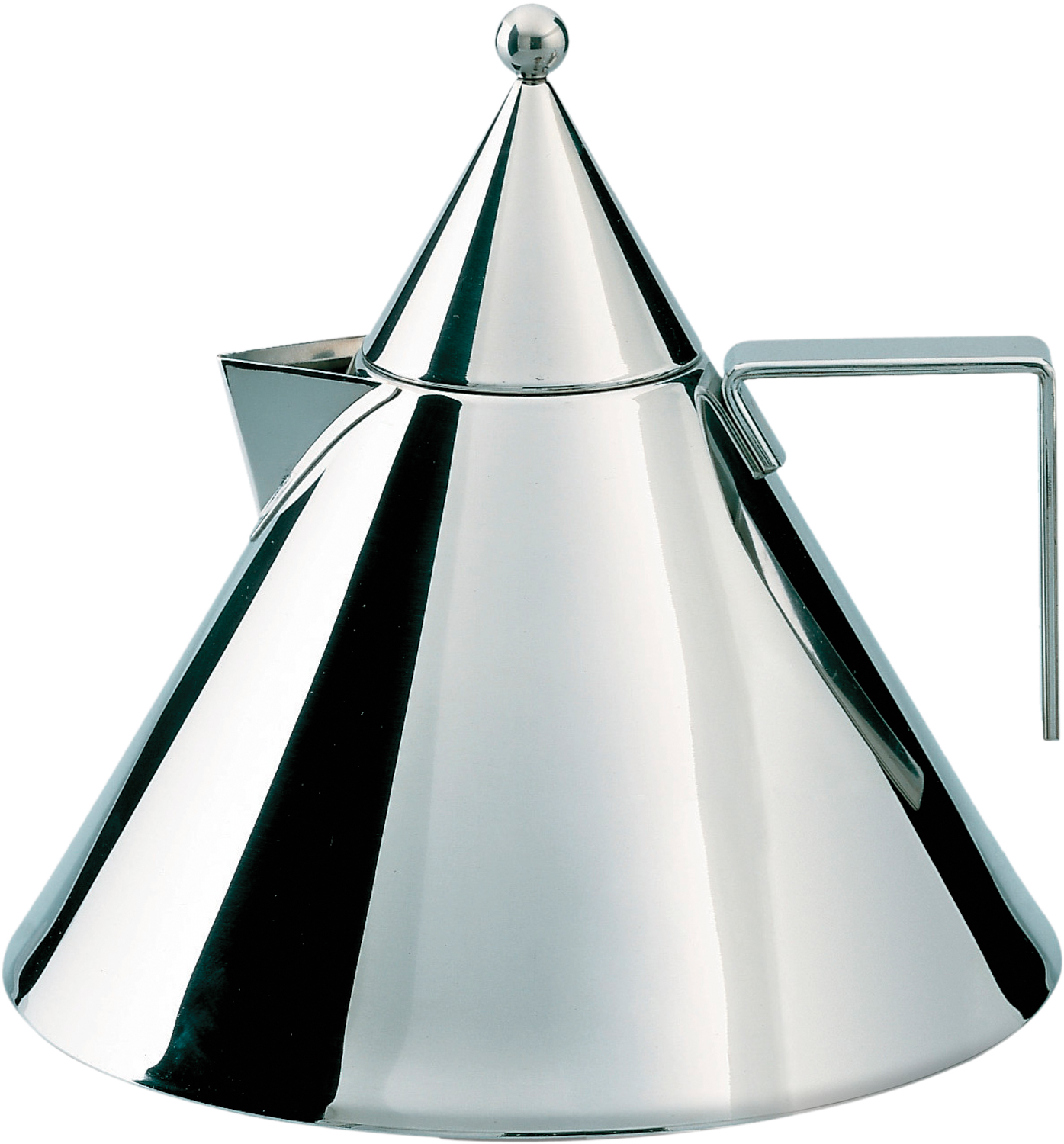 triangular silver kettle