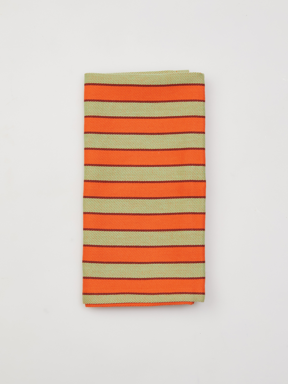 green and orange striped linen
