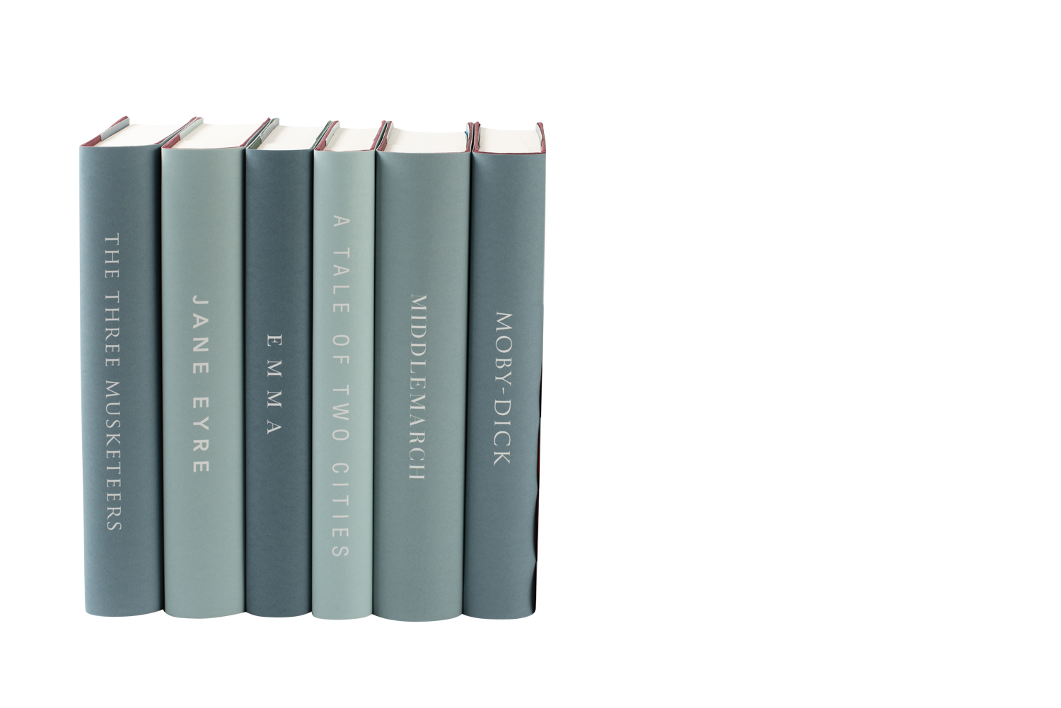 modern set of classic novels in shades of blue and green