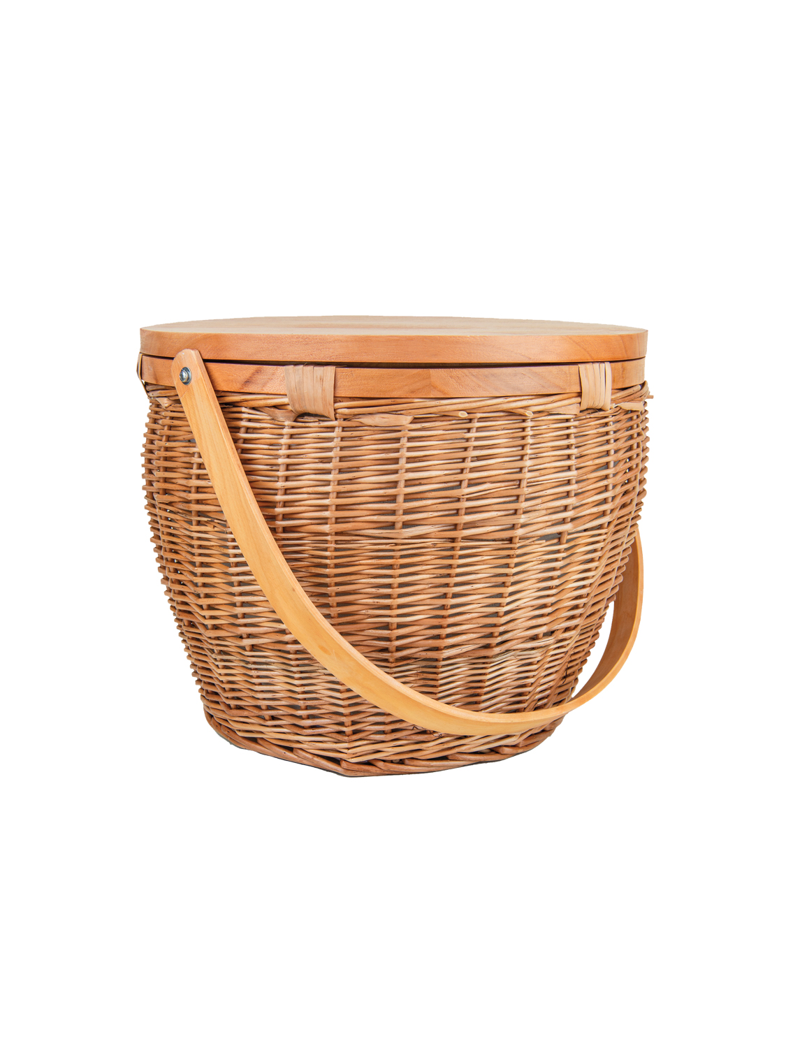 large brown wicker picnic basket