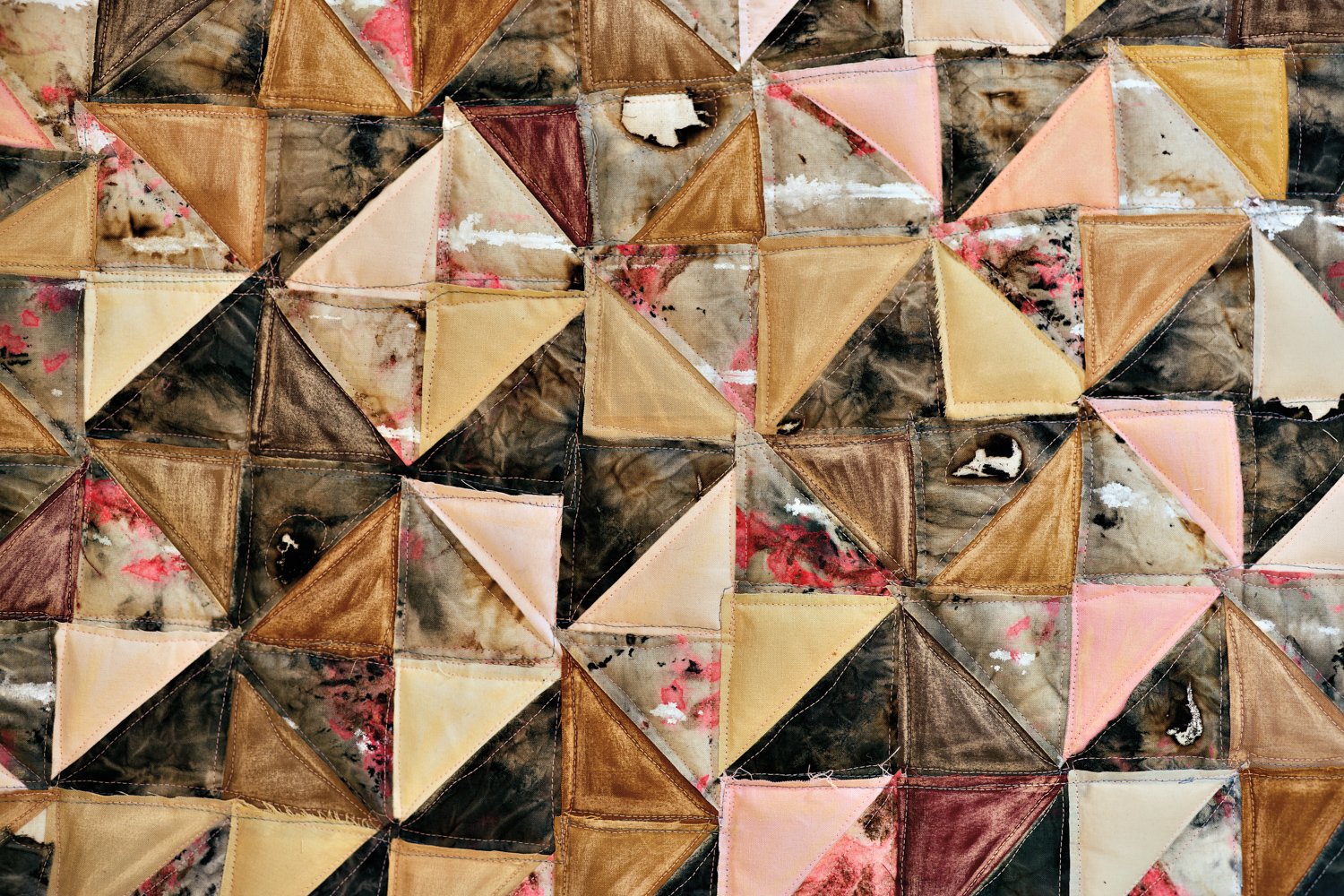 A recent work by regina jestrow composed of hand-dyed fabric fragments