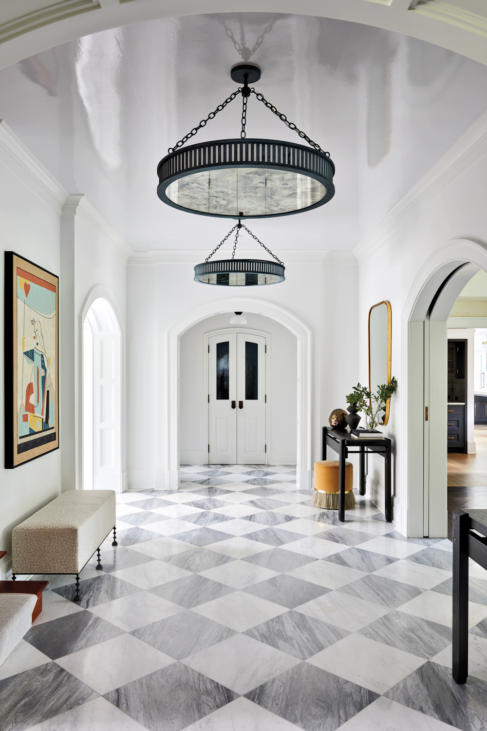 entry hall with marble floor...