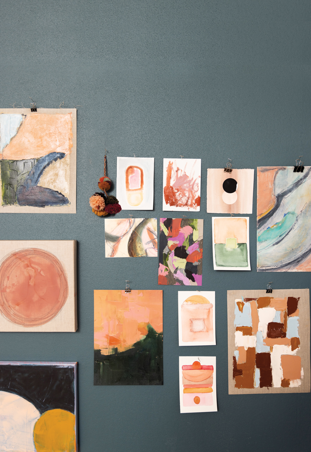 inspiration wall in artist's studio