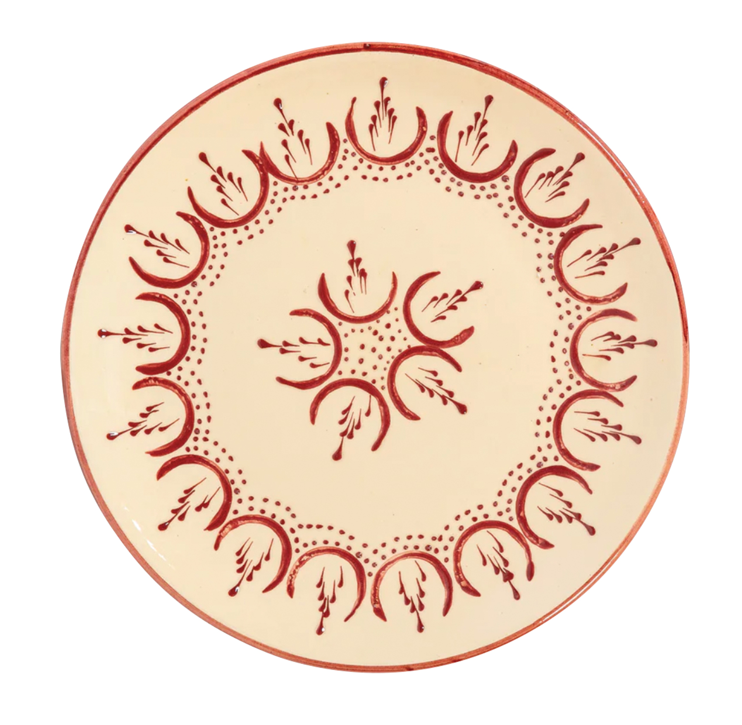 white plate with red pattern